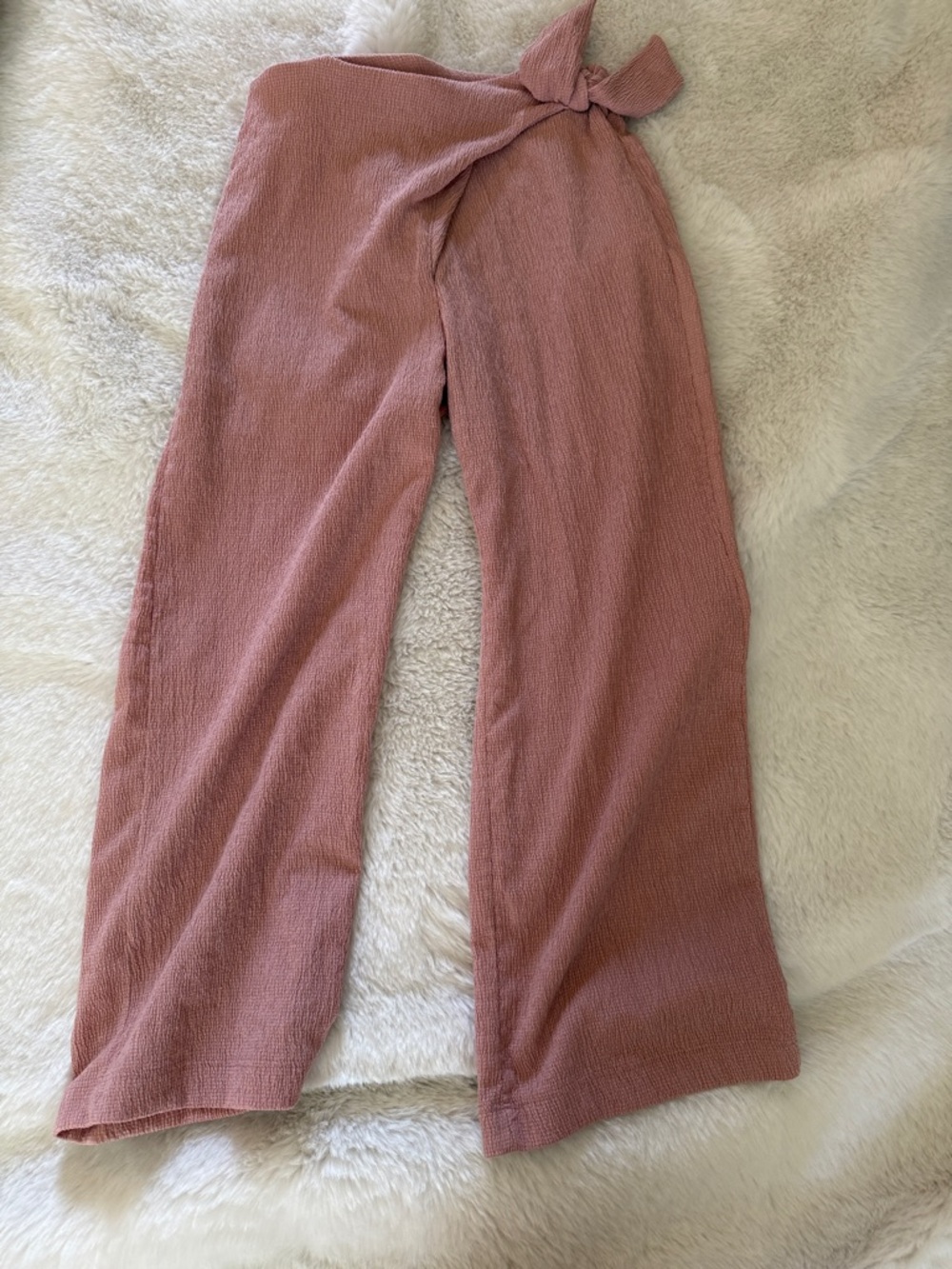 Zara Kids Dusty Rose Tie-Waist Wide Leg Pants